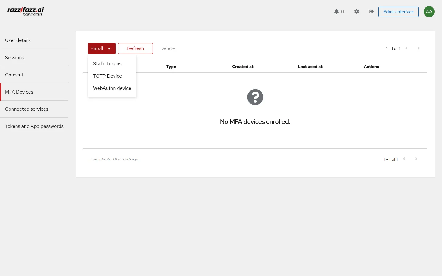 MFA setup in the rzfz.ai stack: the two-factor prompt shown at sign-in by the Authentik identity provider